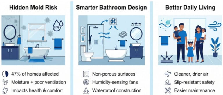 Modern bathrooms reduce mold risks and improve daily living